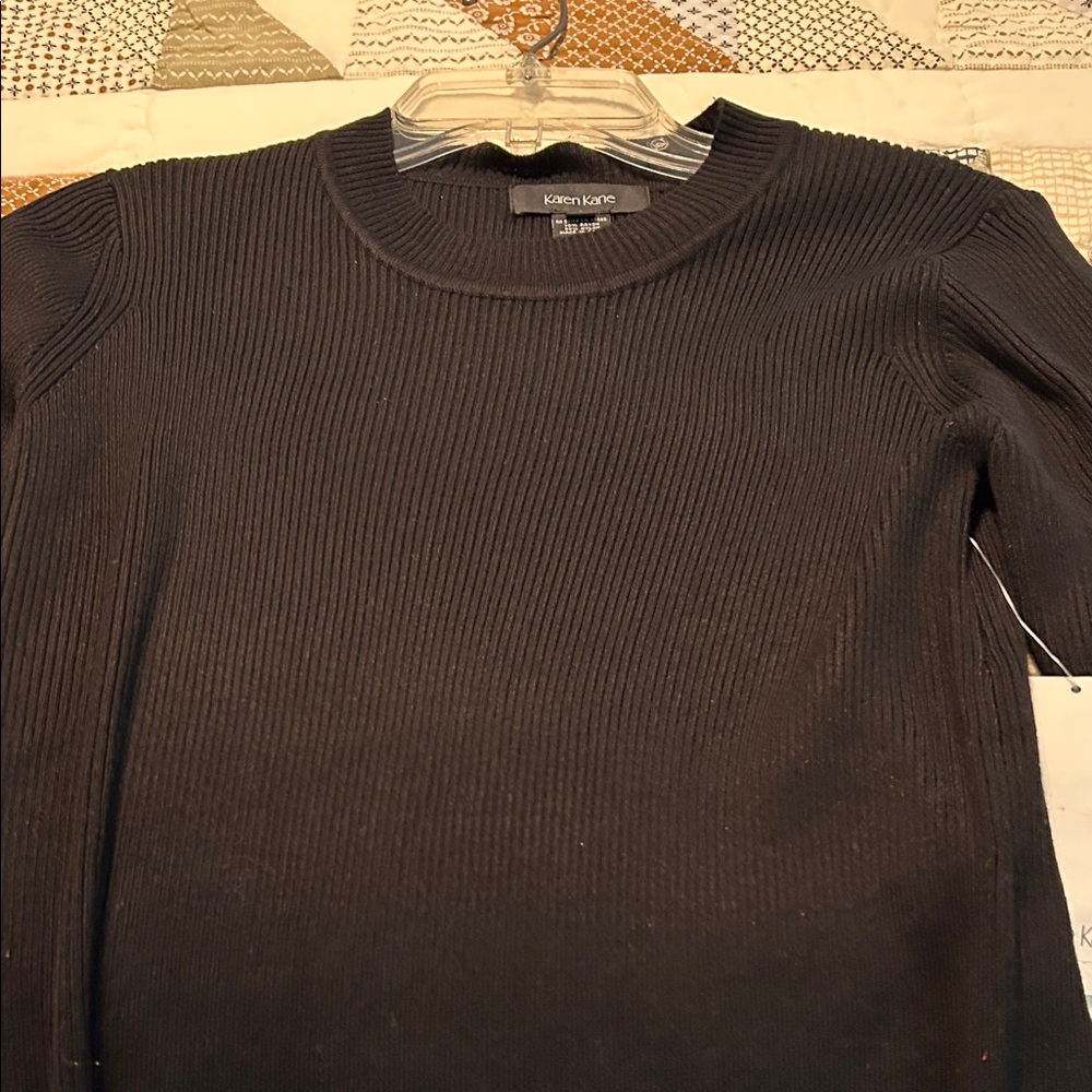 Karen Kane Black Ribbed Crew Neck Sweater/Size Small - Picture 5 of 5
